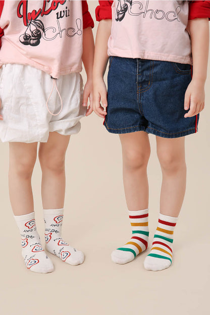 Zavensox 1 Pair Kids Colorful Bear Pattern Socks - Multicolor Cartoon Animal Crew Socks for Boys & Girls