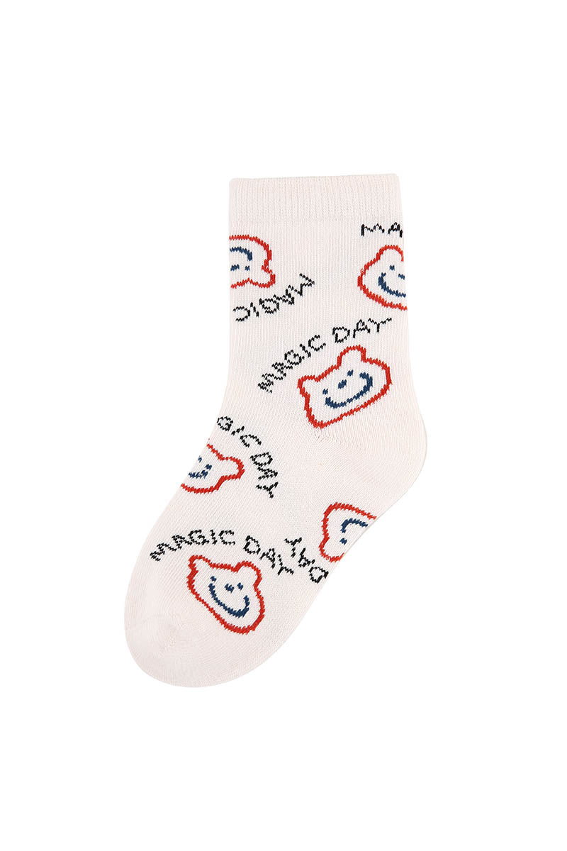 Zavensox 1 Pair Kids Colorful Bear Pattern Socks - Multicolor Cartoon Animal Crew Socks for Boys & Girls