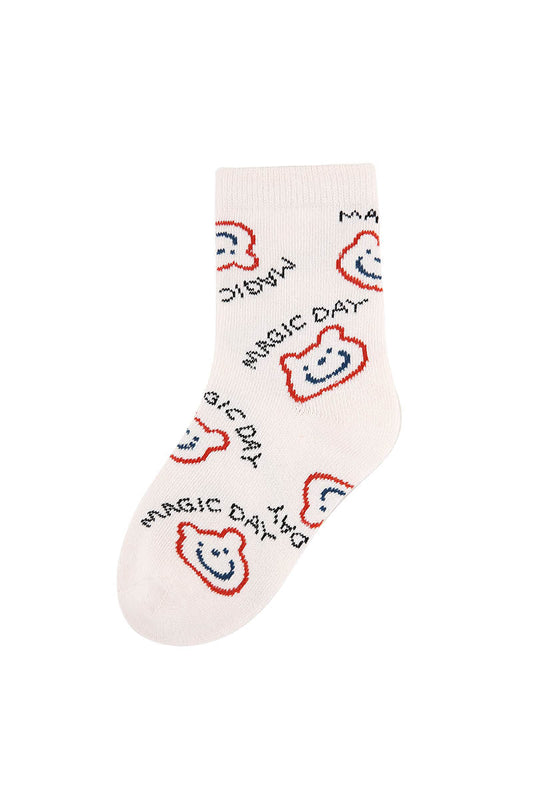 Zavensox 1 Pair Kids Colorful Bear Pattern Socks - Multicolor Cartoon Animal Crew Socks for Boys & Girls