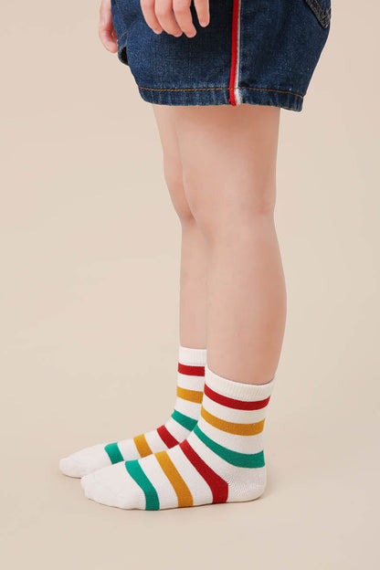 Zavensox 1 Pair Kids Colorful Bear Pattern Socks - Multicolor Cartoon Animal Crew Socks for Boys & Girls