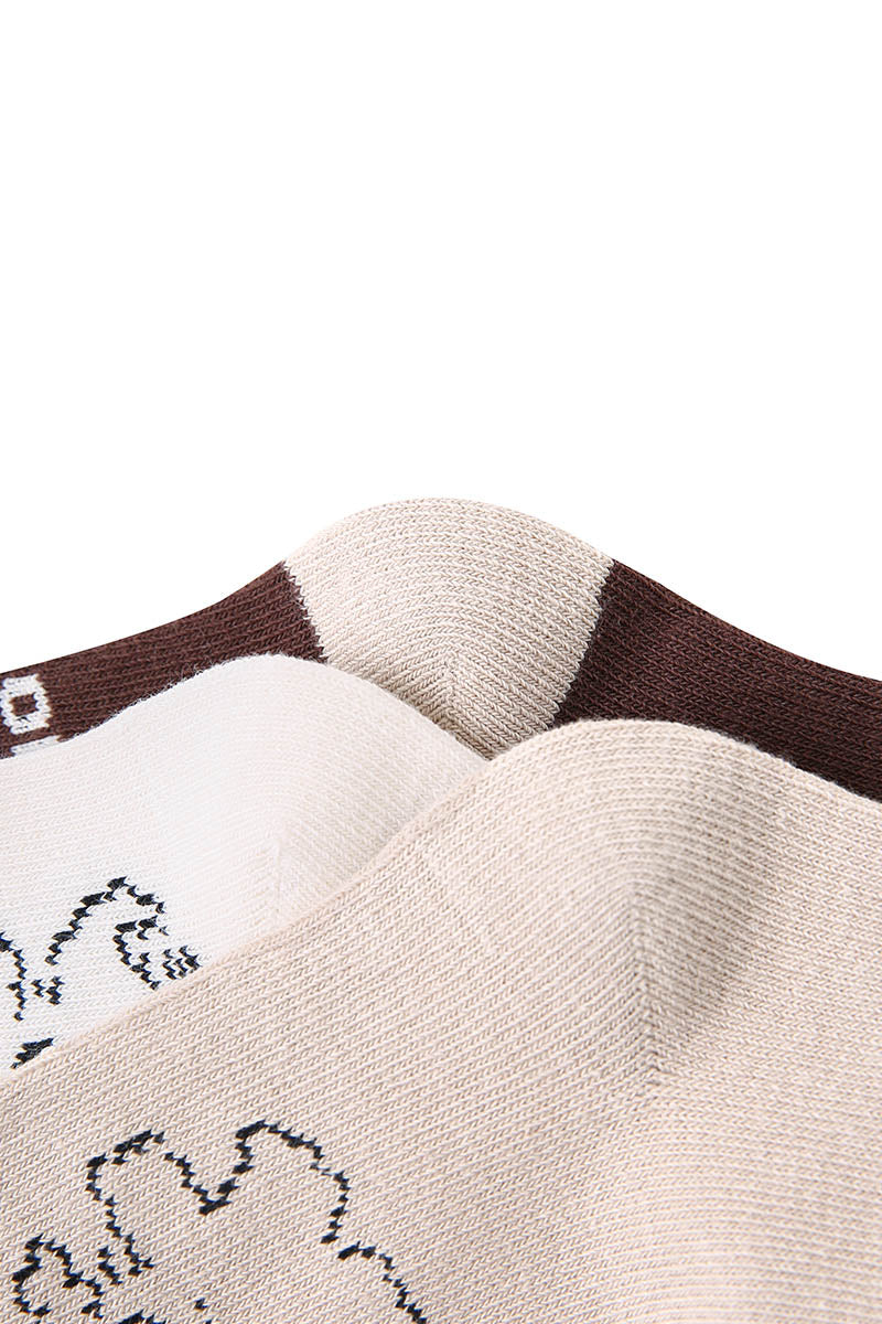 Zavensox 1 Pair Kids Line Drawing Puppy Socks - White & Black Cartoon Dog Crew Socks for Boys & Girls