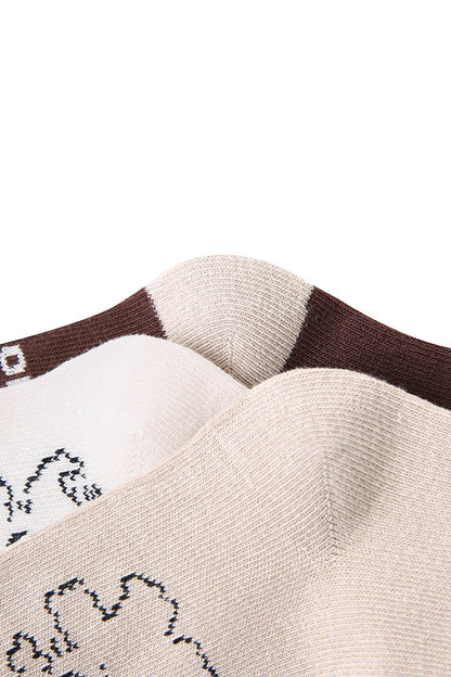 Zavensox 1 Pair Kids Line Drawing Puppy Socks - White & Black Cartoon Dog Crew Socks for Boys & Girls