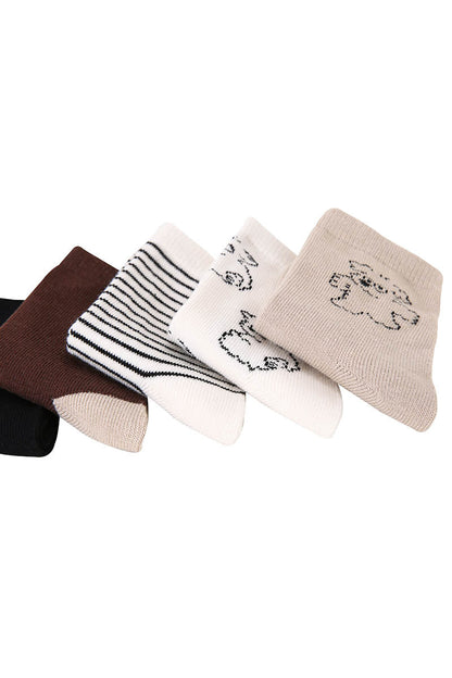 Zavensox 1 Pair Kids Line Drawing Puppy Socks - White & Black Cartoon Dog Crew Socks for Boys & Girls