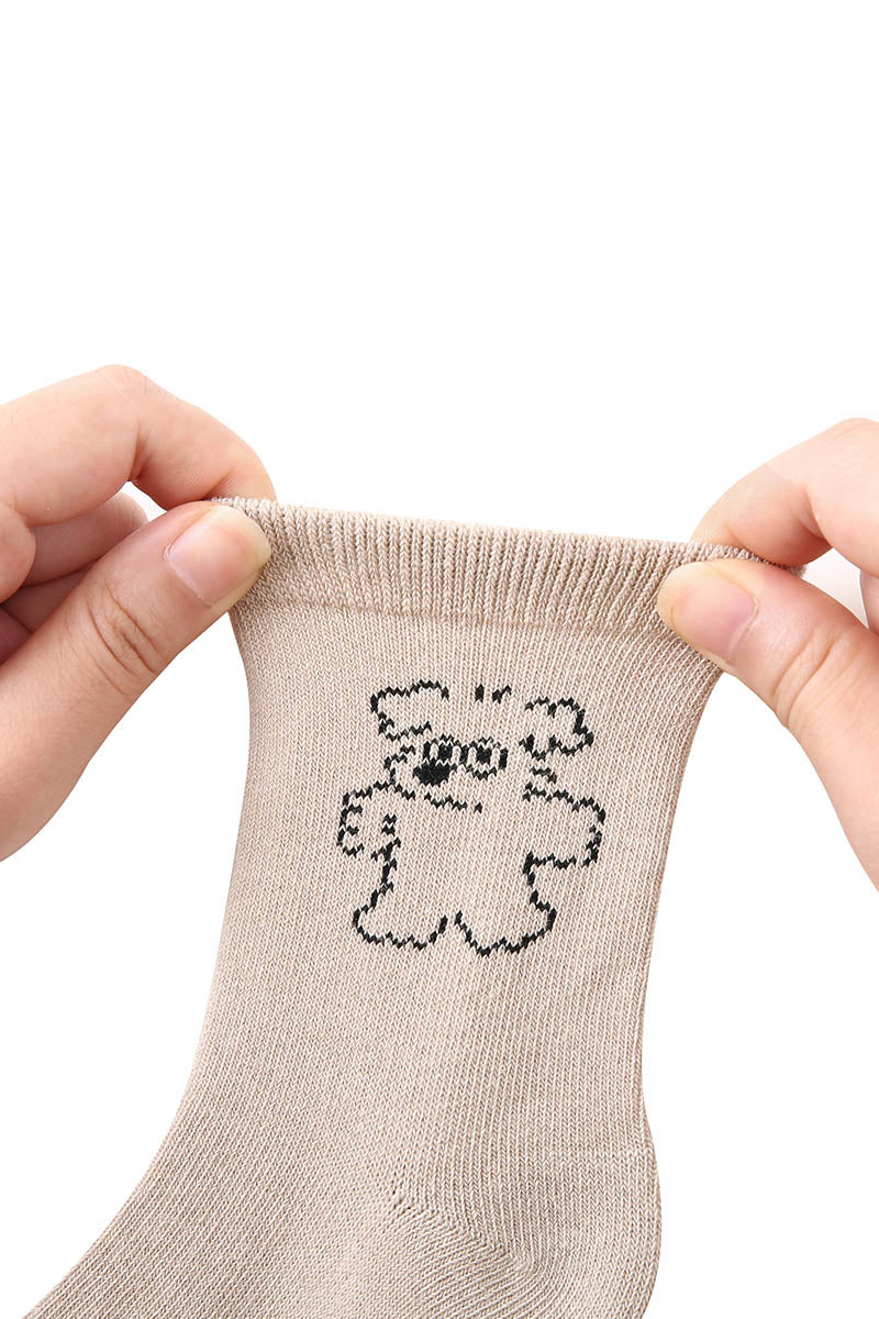 Zavensox 1 Pair Kids Line Drawing Puppy Socks - White & Black Cartoon Dog Crew Socks for Boys & Girls