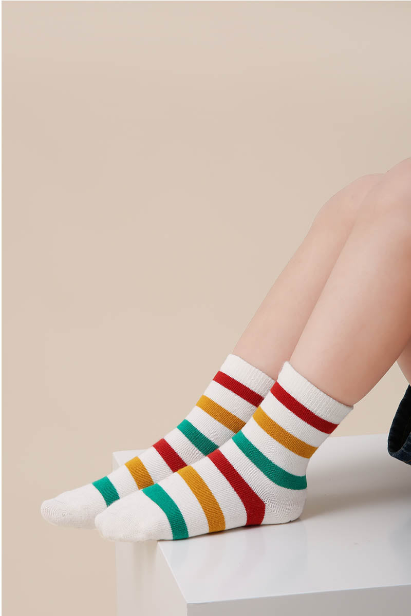 Zavensox 1 Pair Kids Colorful Bear Pattern Socks - Multicolor Cartoon Animal Crew Socks for Boys & Girls