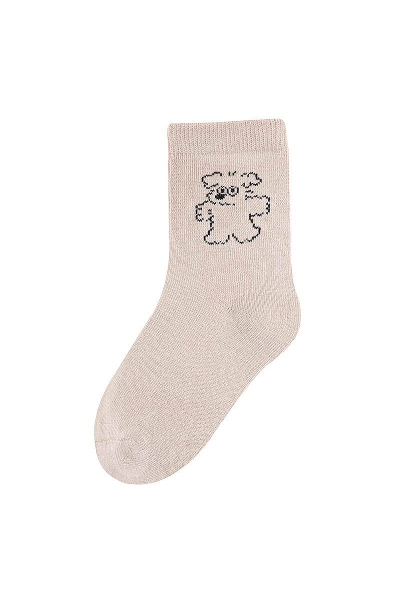Zavensox 1 Pair Kids Line Drawing Puppy Socks - White & Black Cartoon Dog Crew Socks for Boys & Girls