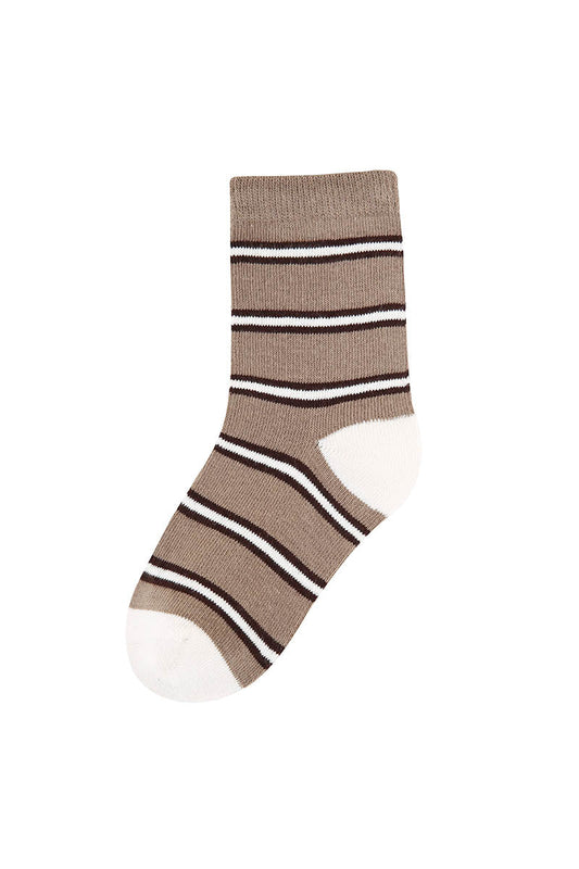 Zavensox 1 Pair Kids Coffee Bear Pattern Socks - Brown Cartoon Animal Crew Socks for Boys & Girls