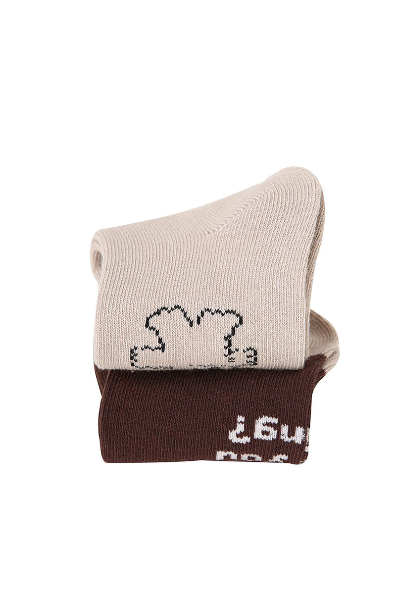 Zavensox 1 Pair Kids Line Drawing Puppy Socks - White & Black Cartoon Dog Crew Socks for Boys & Girls